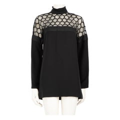Gucci Black Silk Mesh Detail Long Sleeve Dress Size S