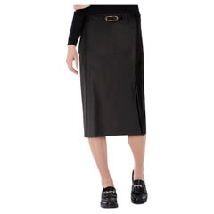 Gucci Gonna midi in seta nera con cintura taglia M.