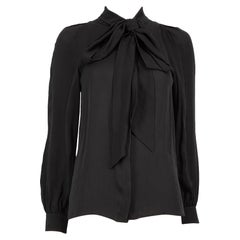 Gucci Black Silk Neck Tie Blouse Size XS