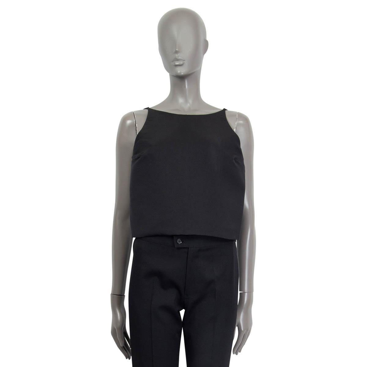 Black GUCCI black silk OPEN BACK SLEEVELESS Top Shirt 42 M For Sale