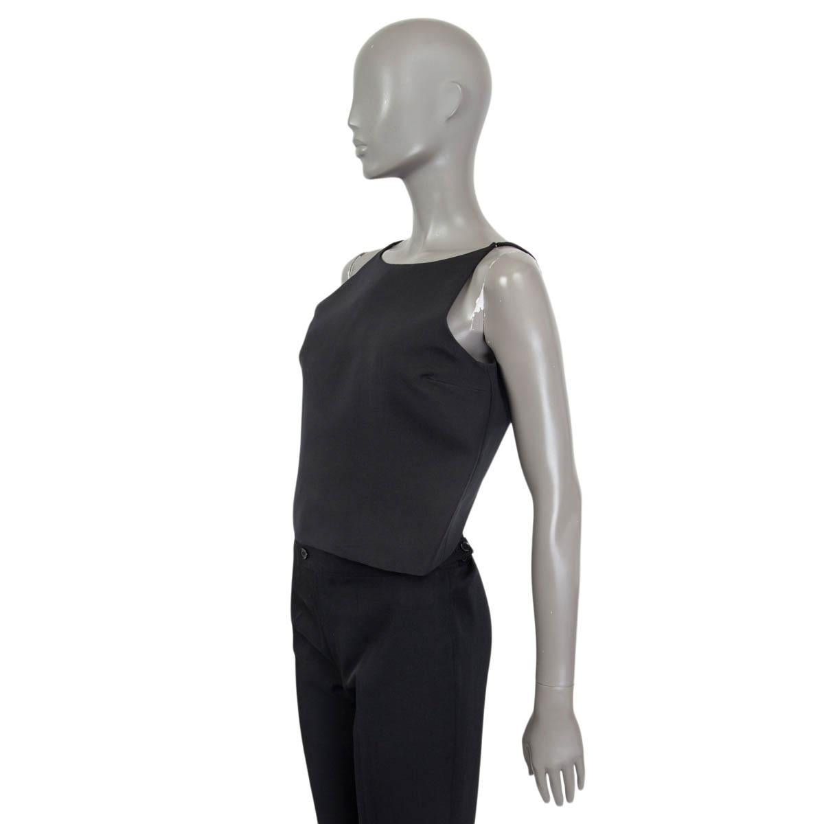 GUCCI black silk OPEN BACK SLEEVELESS Top Shirt 42 M In Excellent Condition For Sale In Zürich, CH