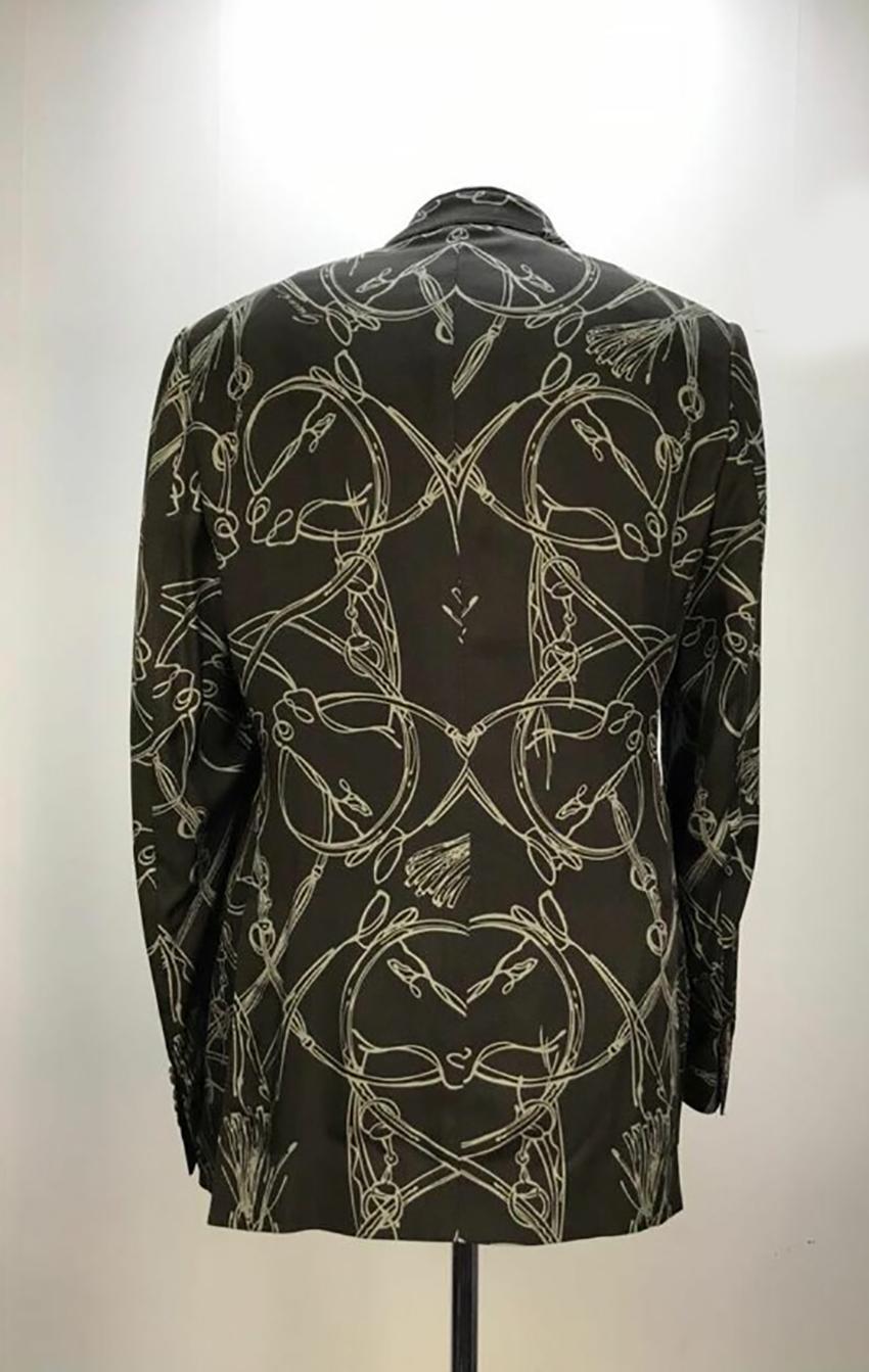 Black GUCCI  BLACK SILK PRINTED BLAZER JACKET for Men IT 58 - US 48