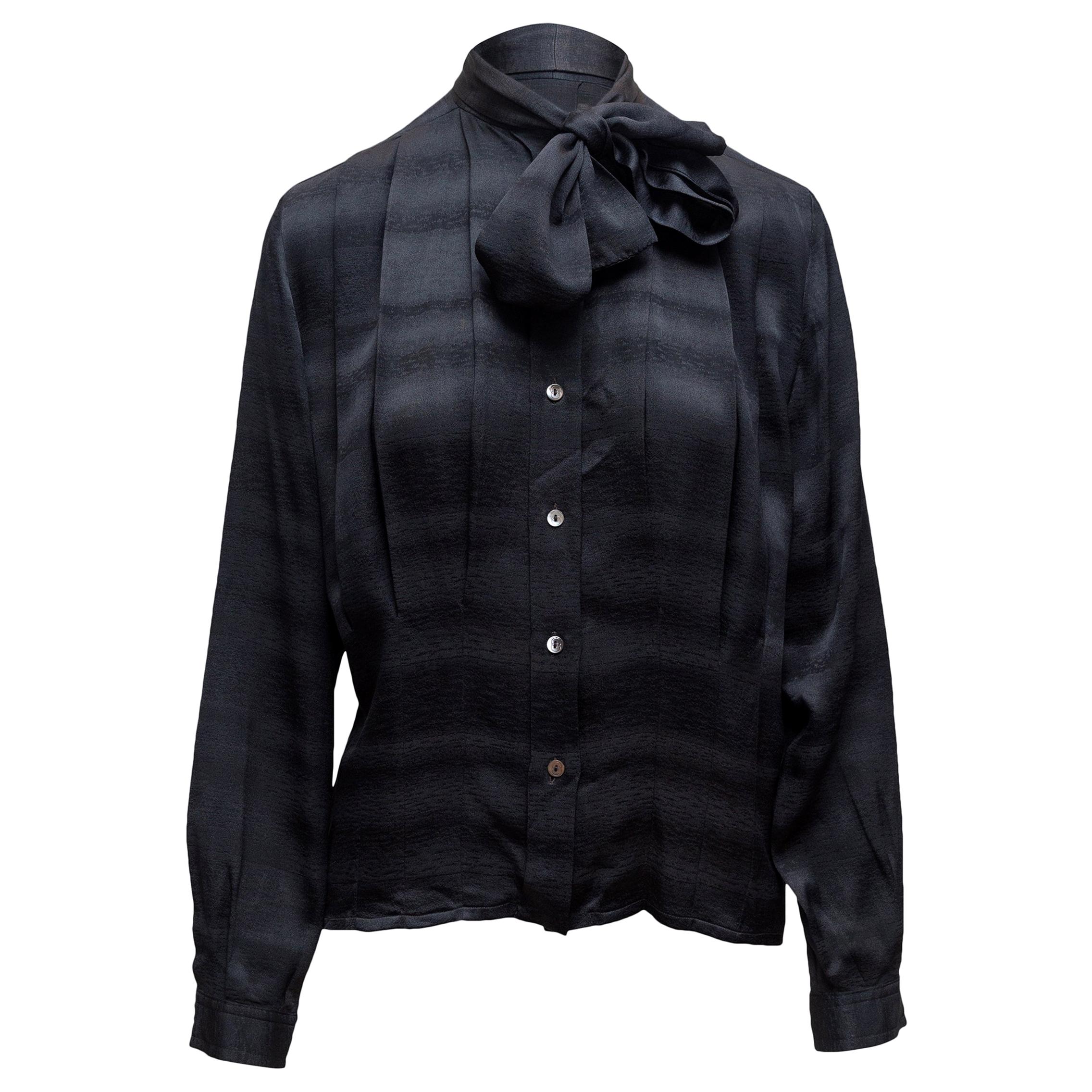 Gucci Black Silk Pussy Bow Blouse