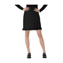 Gucci Black Silk Ruffle Hem Mini A-Line Skirt Size S