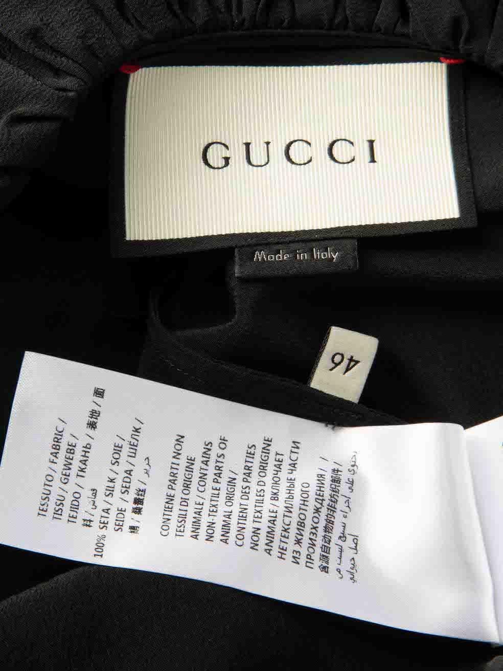 Women's Gucci Black Silk Ruffle Trim Blouse Size XL For Sale