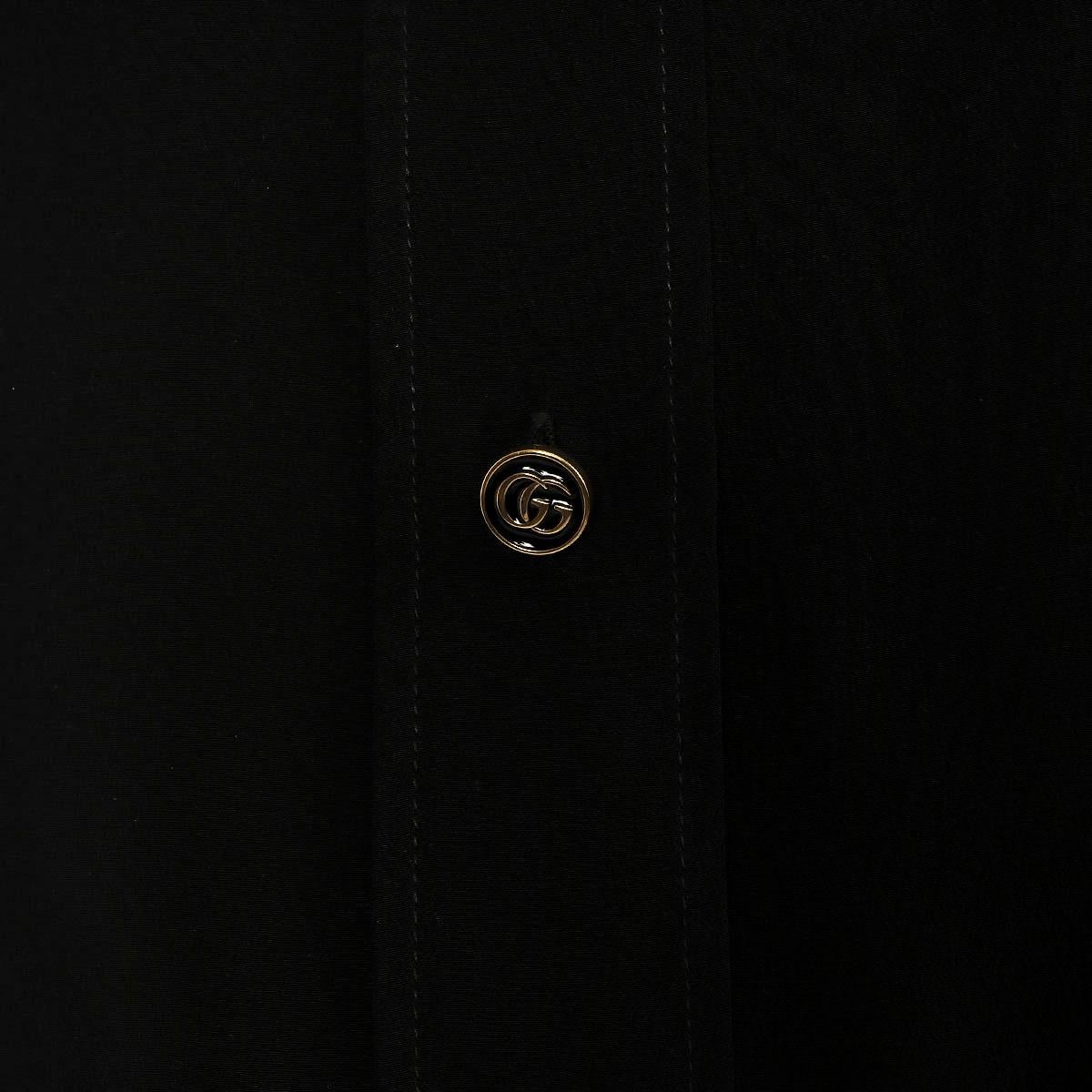 GUCCI black silk RUFFLE TRIM PUSSY BOW Blouse Shirt 36 XXS For Sale 2
