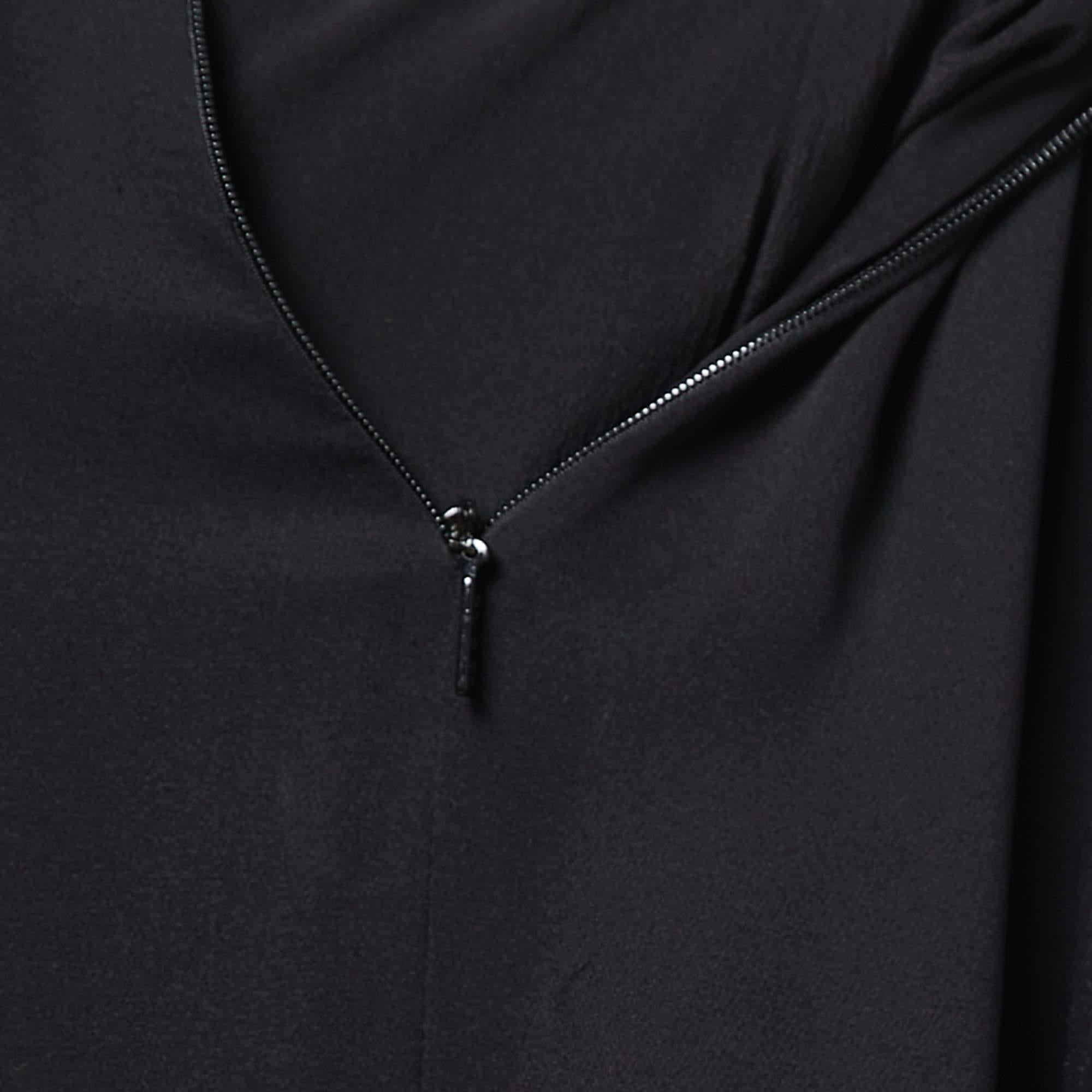 Gucci Black Silk Ruffled Neck Tie Back Long Dress S 1
