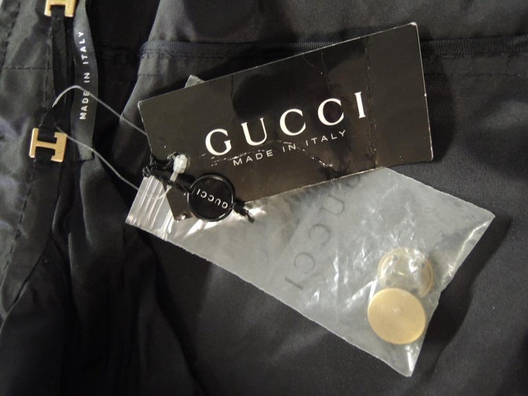 Gucci Black Silk Scoop Neck Blazer Jacket For Sale 8