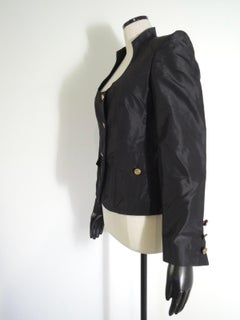 Gucci Black Silk Scoop Neck Blazer Jacket