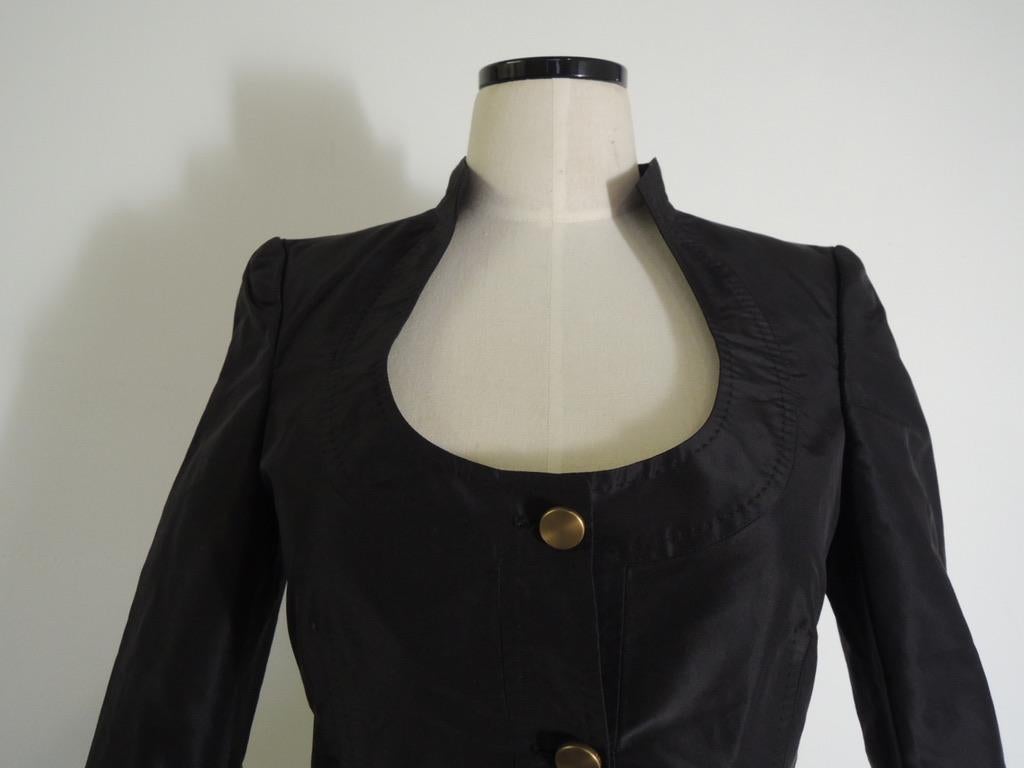 Women's Gucci Black Silk Scoop Neck Blazer Jacket For Sale