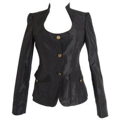 Gucci Giacca blazer a collo alto in seta nera