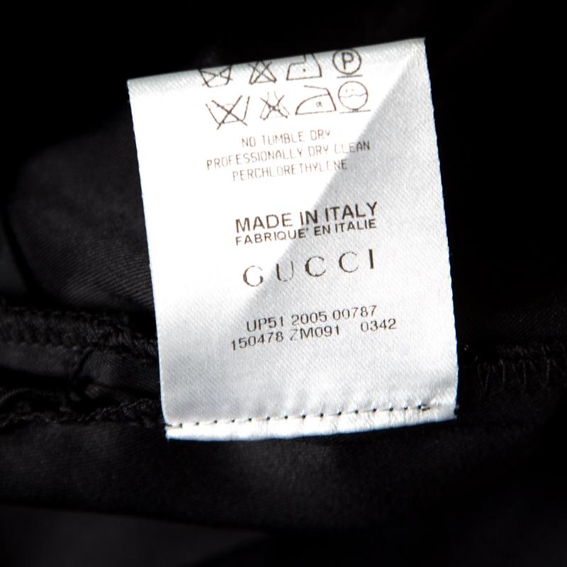 Gucci Black Silk Velvet Trim Pocket Pencil Skirt S In Good Condition In Dubai, Al Qouz 2