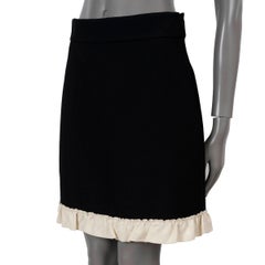 GUCCI black silk & wool 2016 RUFFLE TRIM MINI Skirt S
