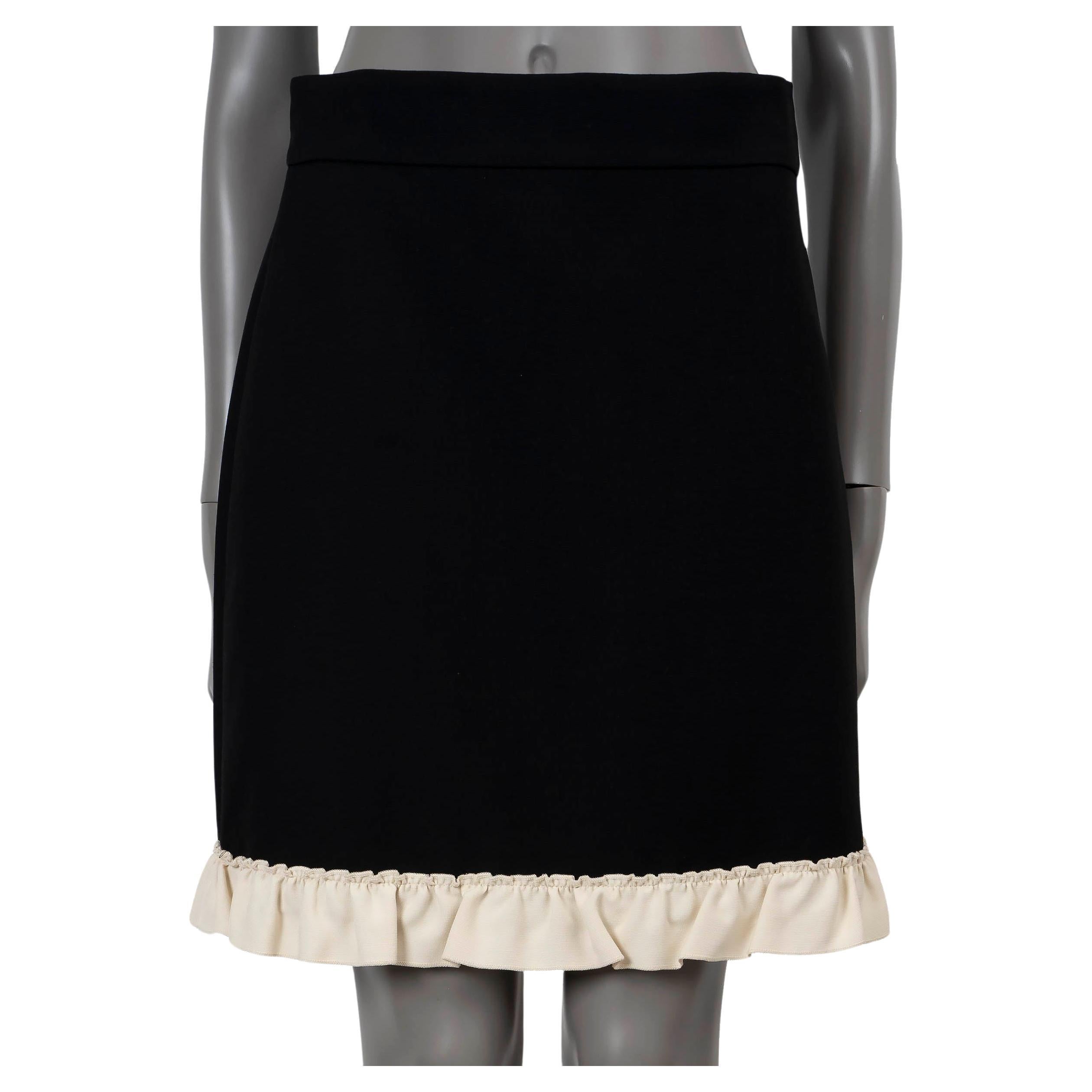 Gucci noir soie et laine 2016 jupe MINI à bordures ruchées S