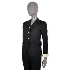 GUCCI black silk & wool 2016 RUFLFE TRIM BlazerJacket 40 S