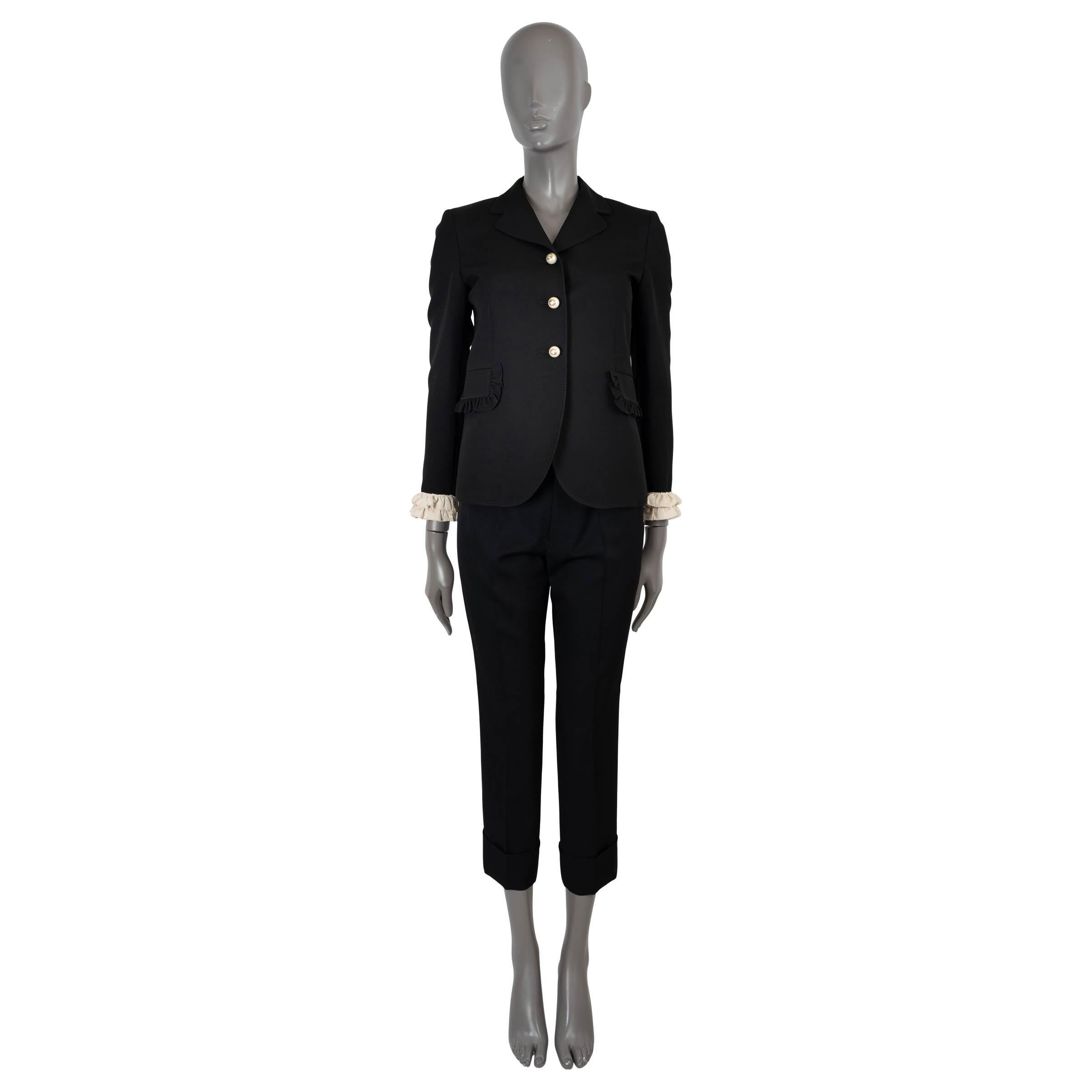 Gucci blazer nero in seta e lana 2016 con bordo RUFLFEGiacca 40 S In condizioni ottime in vendita a Zürich, CH