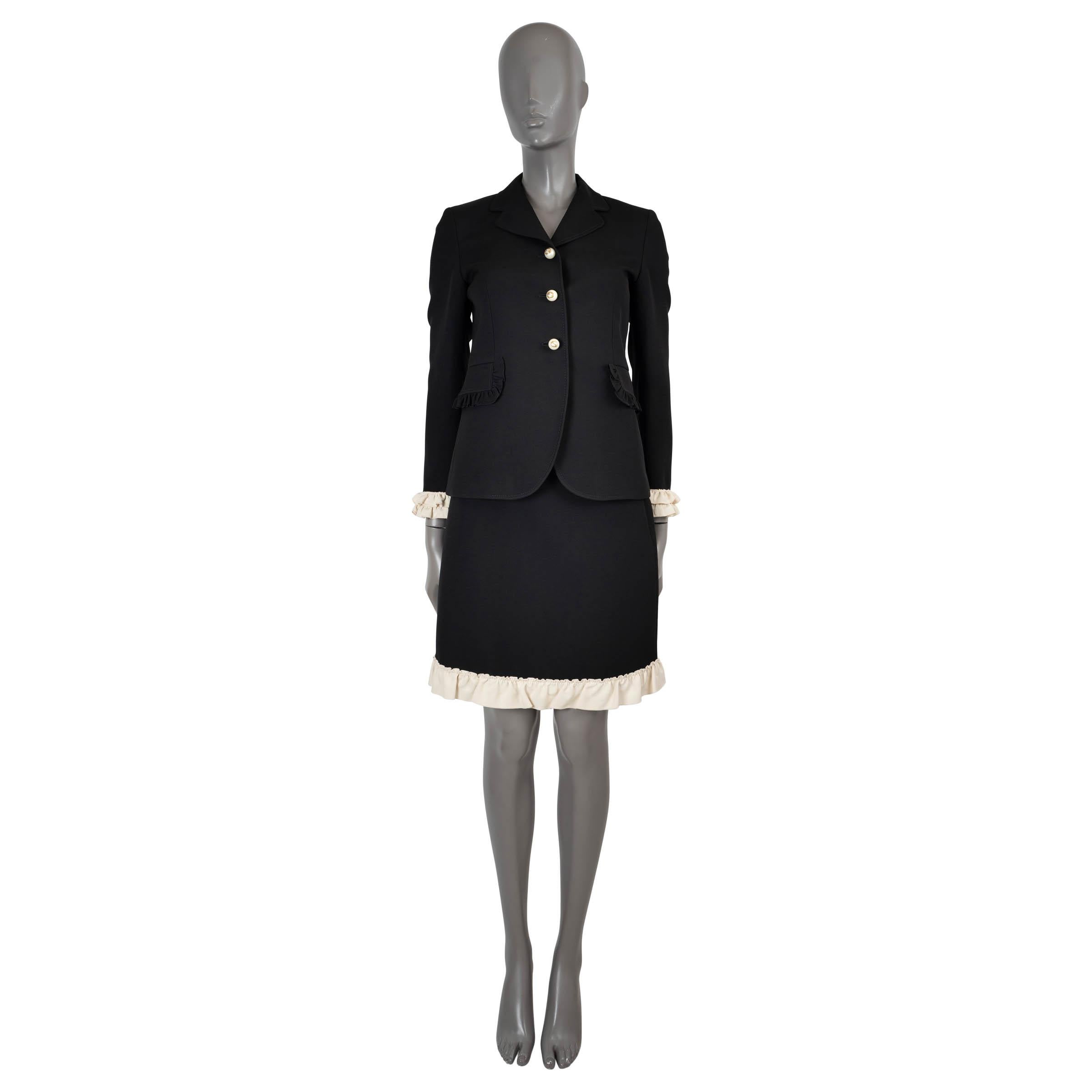Gucci blazer nero in seta e lana 2016 con bordo RUFLFEGiacca 40 S in vendita 3