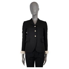 Gucci blazer nero in seta e lana 2016 con bordo RUFLFEGiacca 40 S