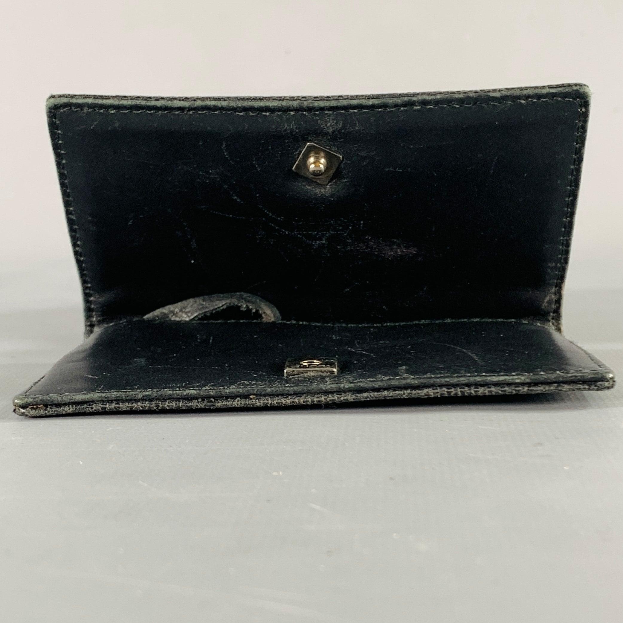 GUCCI Black Silver Canvas Leather Monogram Keyring Wallet 1