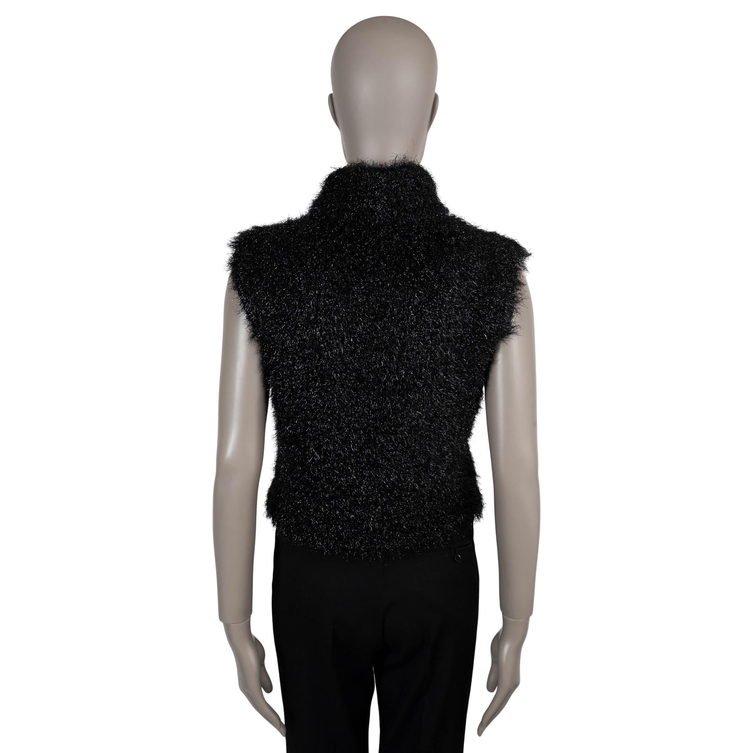 Black GUCCI black & silver FUZZY LUREX TURTLENECK CROPPED Sweater XS S For Sale