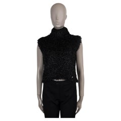 GUCCI black & silver FUZZY LUREX TURTLENECK CROPPED Sweater XS S