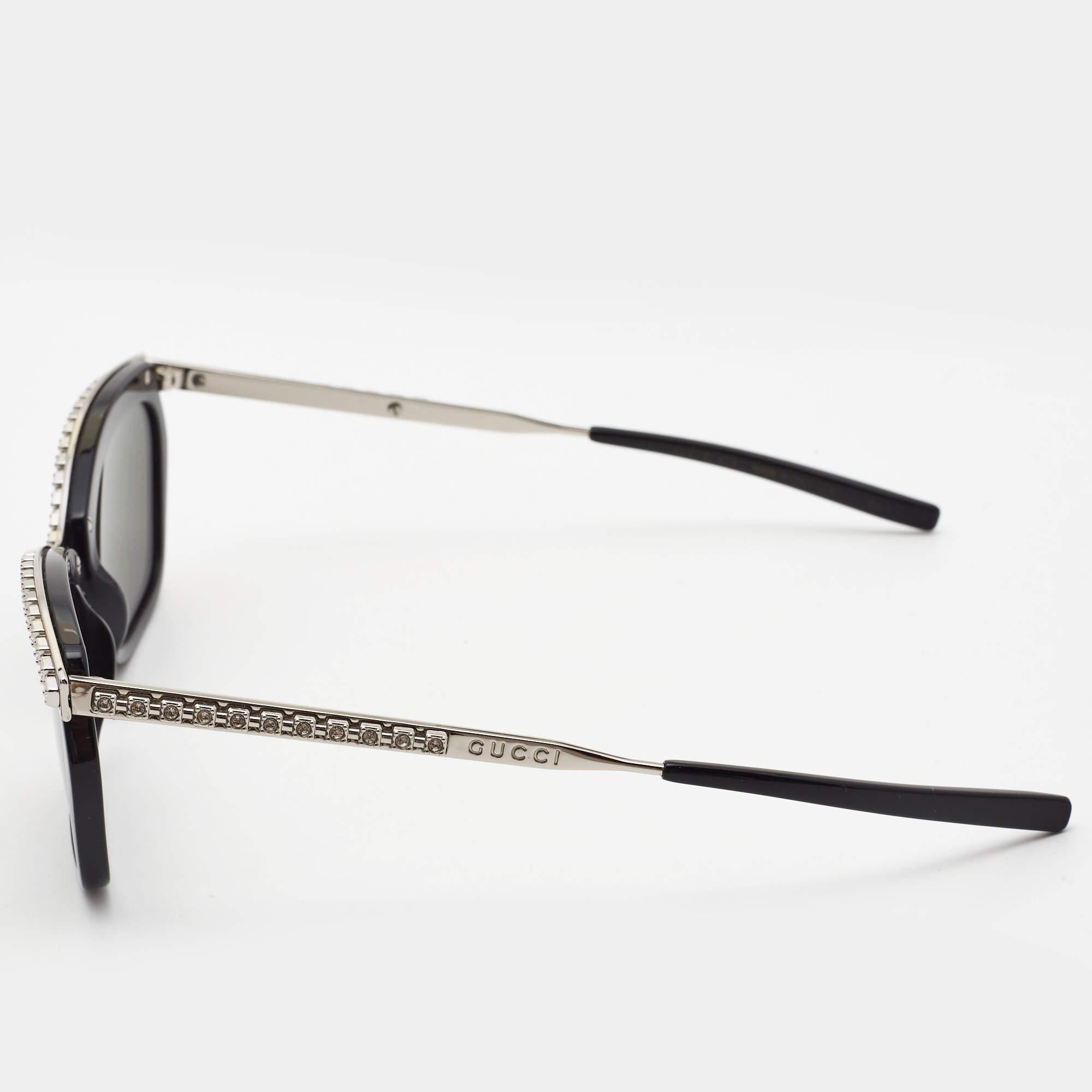 Gucci Black/Silver GG0617S GG Crystals Cat Eye Sunglasses In New Condition In Dubai, Al Qouz 2