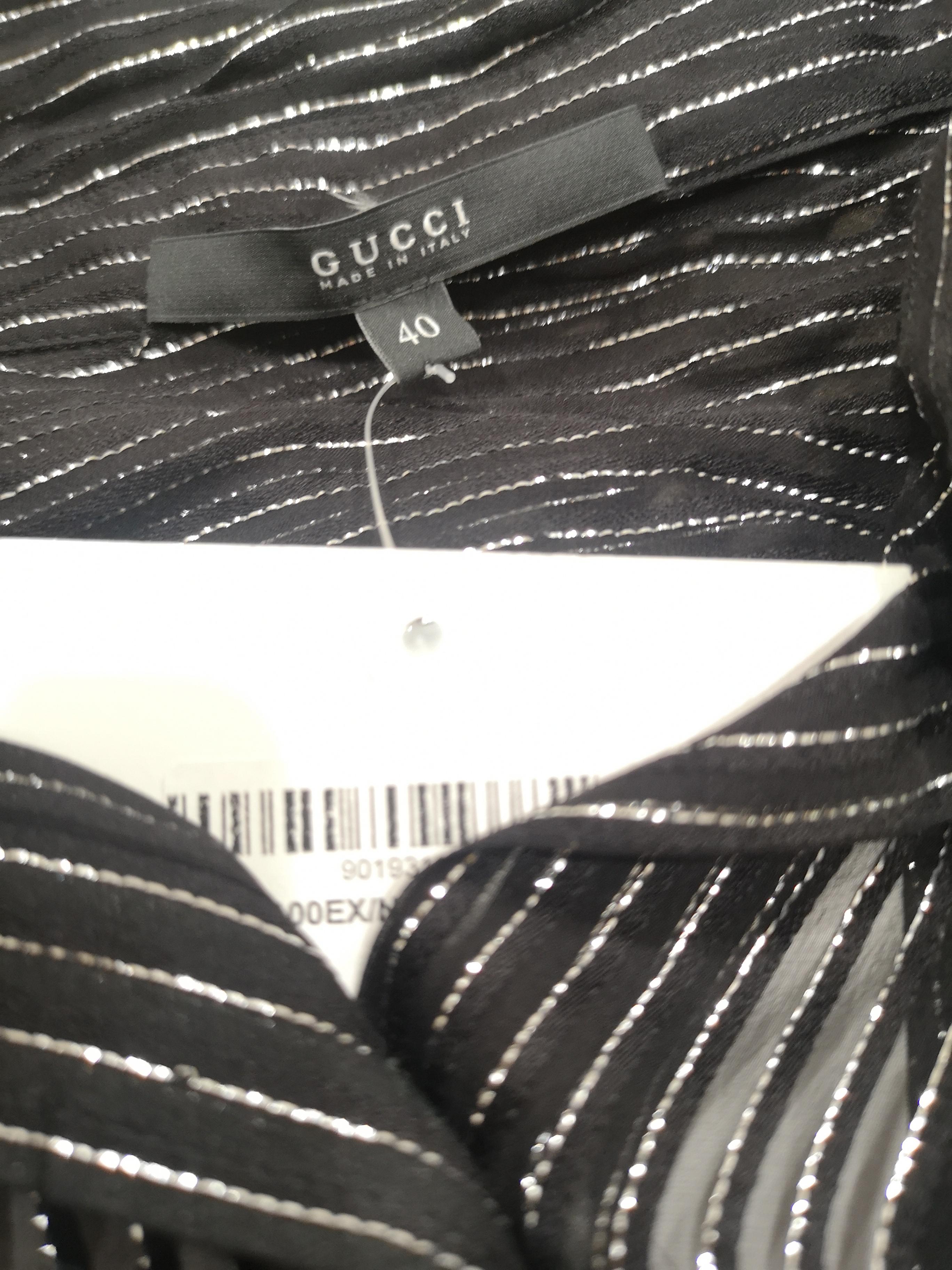 Gucci black silver see-through silk shirt 3