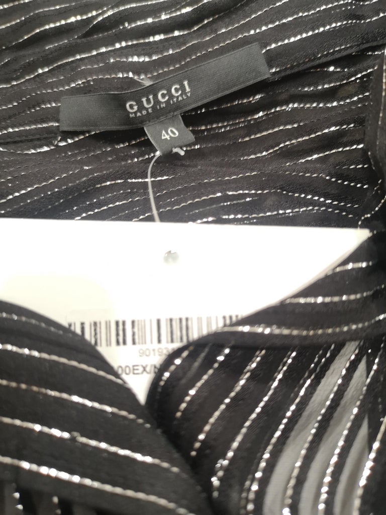 Gucci black silver see-through silk shirt For Sale at 1stDibs