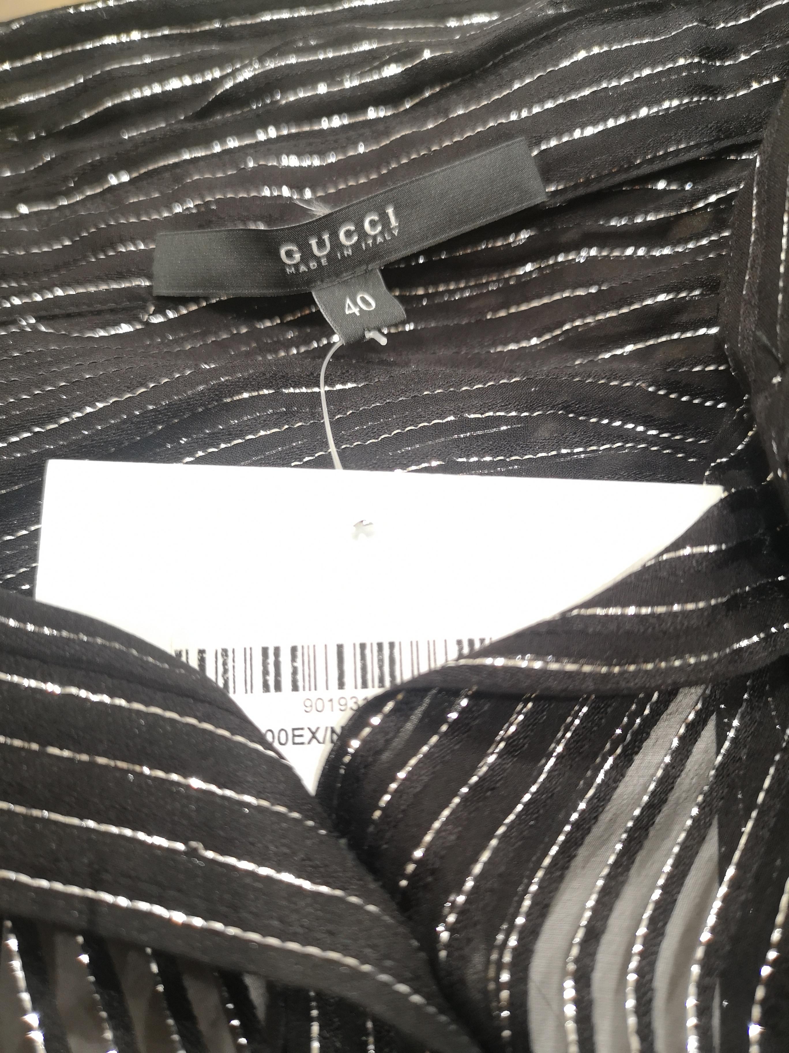 Gucci black silver see-through silk shirt 4