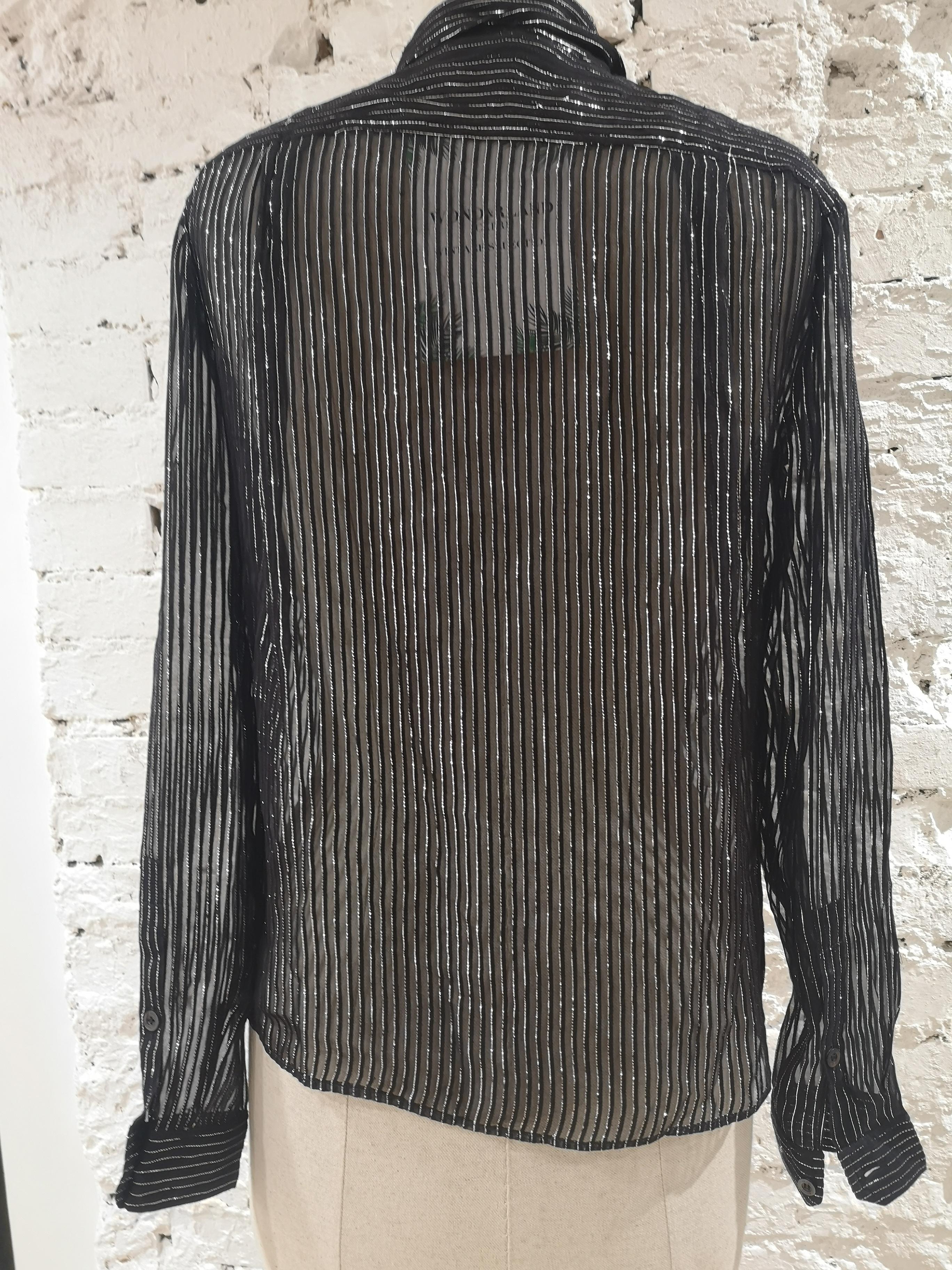 Women's Gucci black silver see-through silk shirt