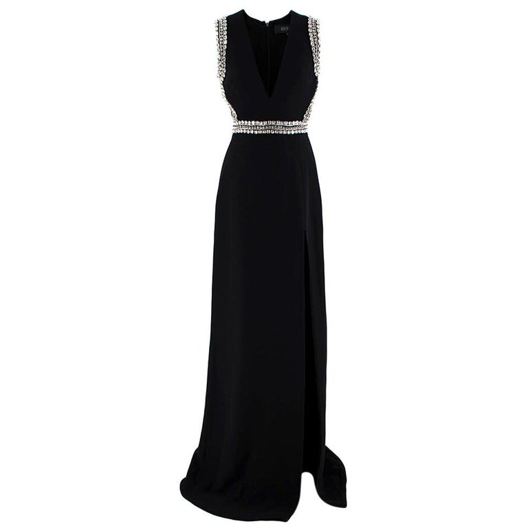 Gucci Black Sleeveless Crystal Embellished Gown 38 For Sale at 1stDibs | gucci  black dress