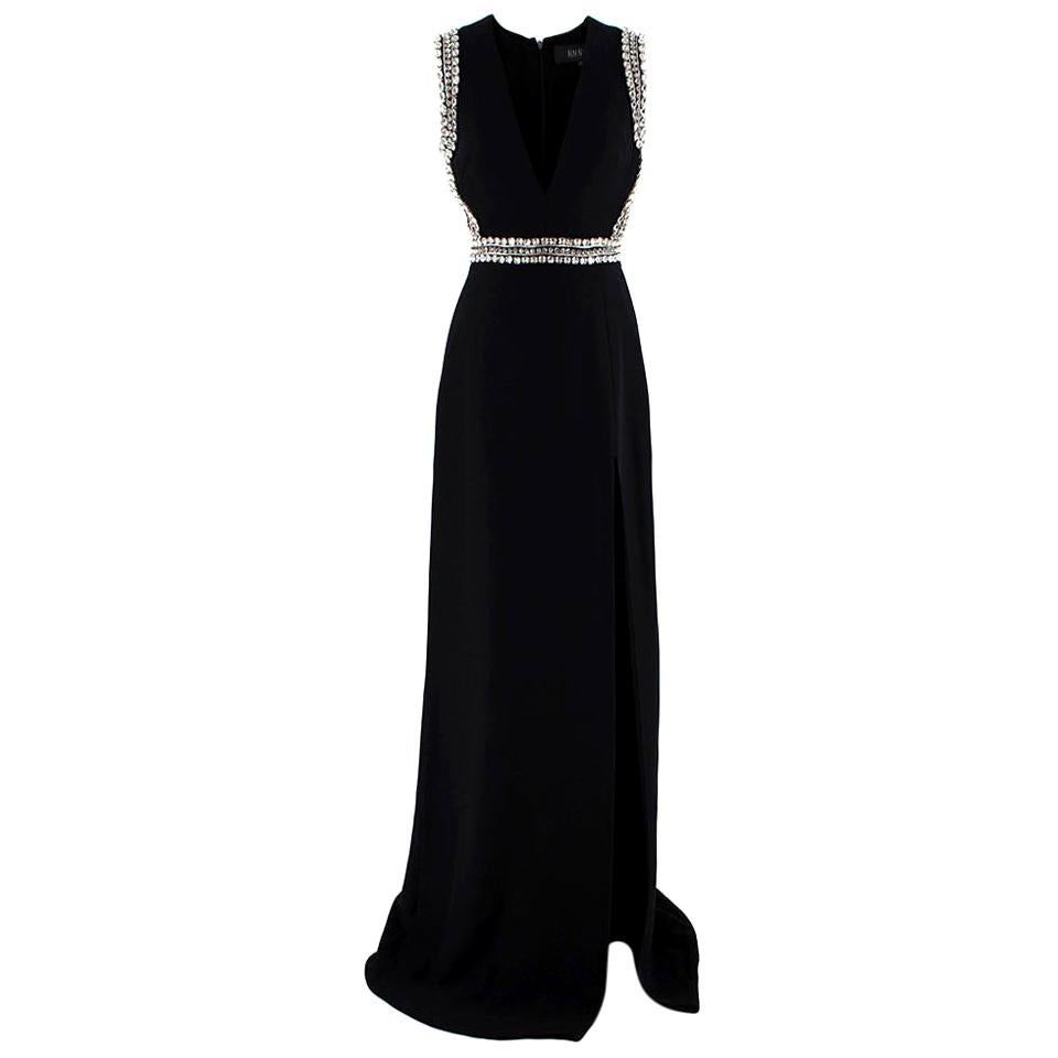Gucci Black Sleeveless Crystal Embellished Gown - Size US 2 For Sale