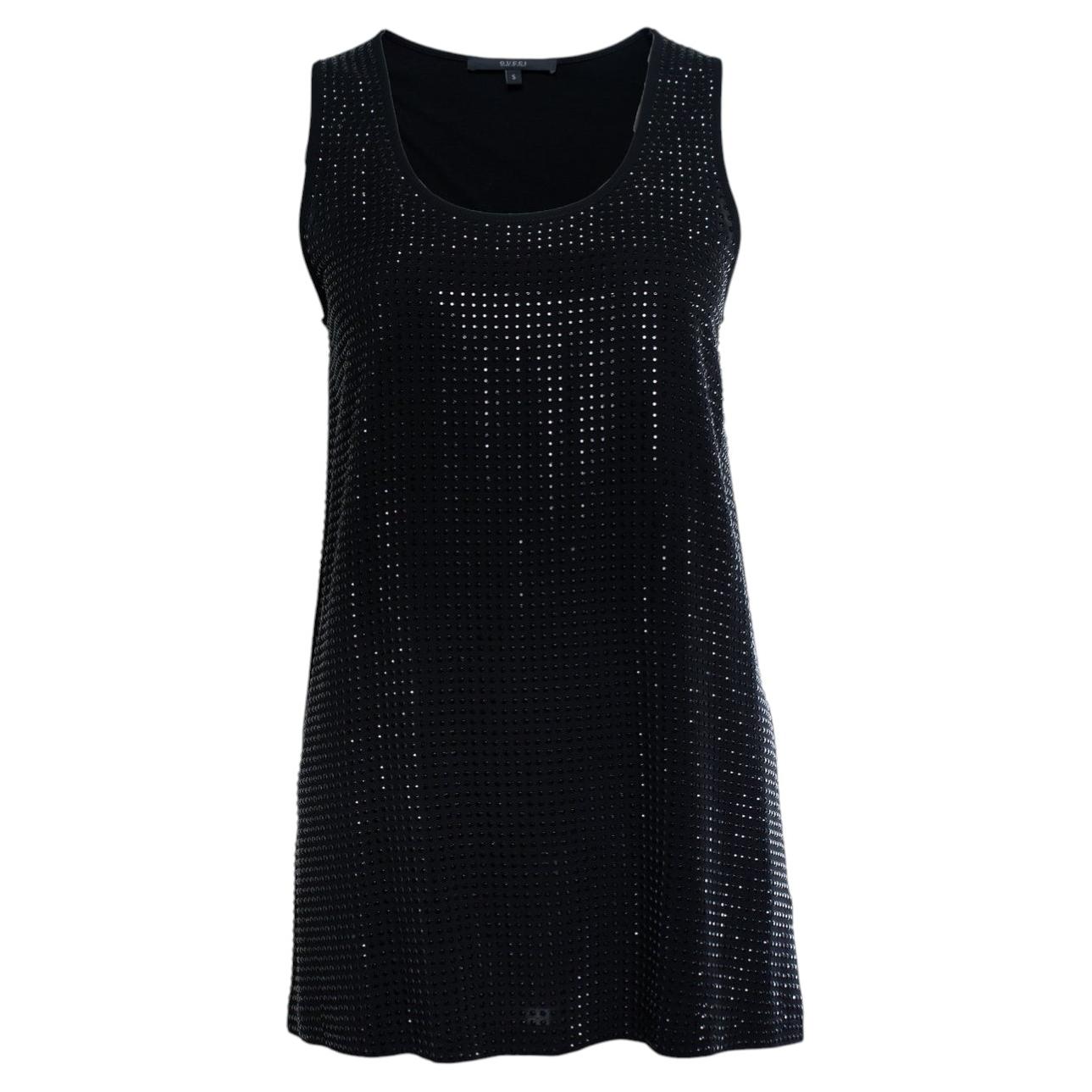 Gucci, black sleeveless top with rhinestones For Sale