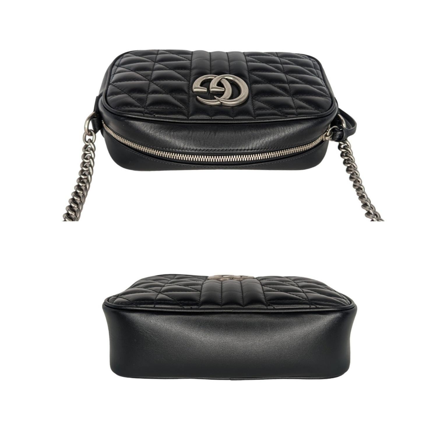 Women's Gucci Black Small Aria Marmont Crossbody Matelasse Camera Bag For Sale