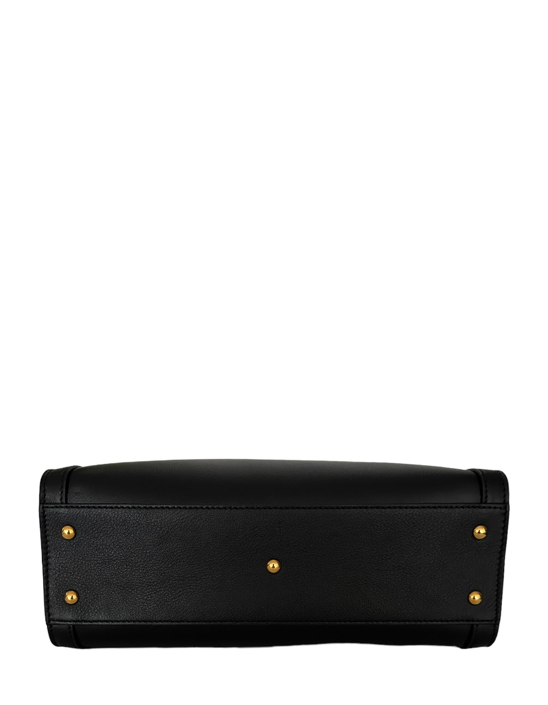 Gucci Black Small Calfskin Leather Diana Bamboo Bag w/ Crossbody Strap 1
