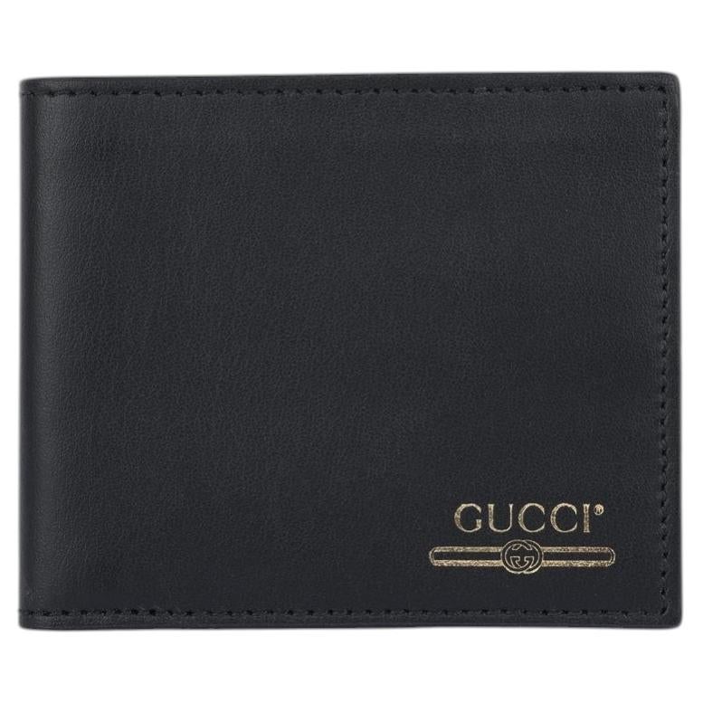 Portafoglio a due ante in pelle di vitello liscia nera di Gucci