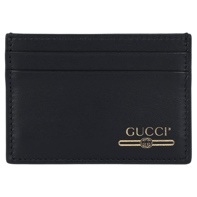 Pre-owned Gucci Men's Black Calfskin Leather Cardholder, Made In Italy, 2020