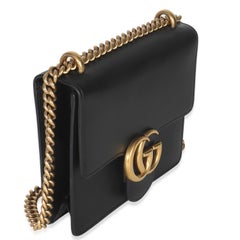Gucci Black Smooth Calfskin Small GG Marmont Chain Bag