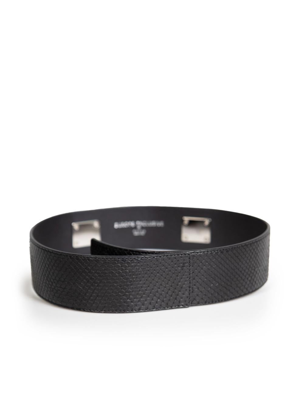 Gucci Black Snakeskin Horsebit Accent Belt In Excellent Condition For Sale In London, GB
