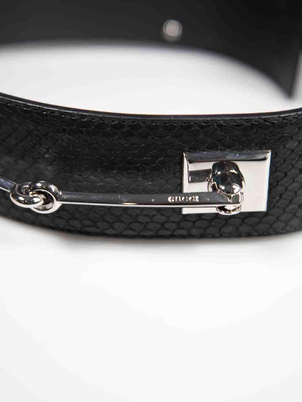 Women's Gucci Black Snakeskin Horsebit Accent Belt For Sale