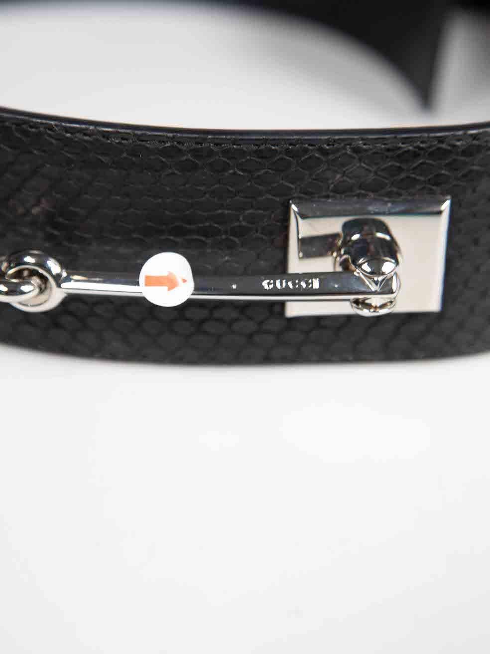 Gucci Black Snakeskin Horsebit Accent Belt For Sale 1