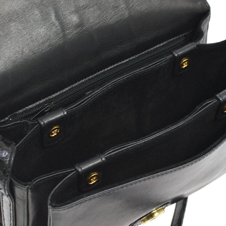 Gucci Black Snakeskin Leather Gold Evening Saddle Crossbody Shoulder Flap Bag For Sale at 1stDibs