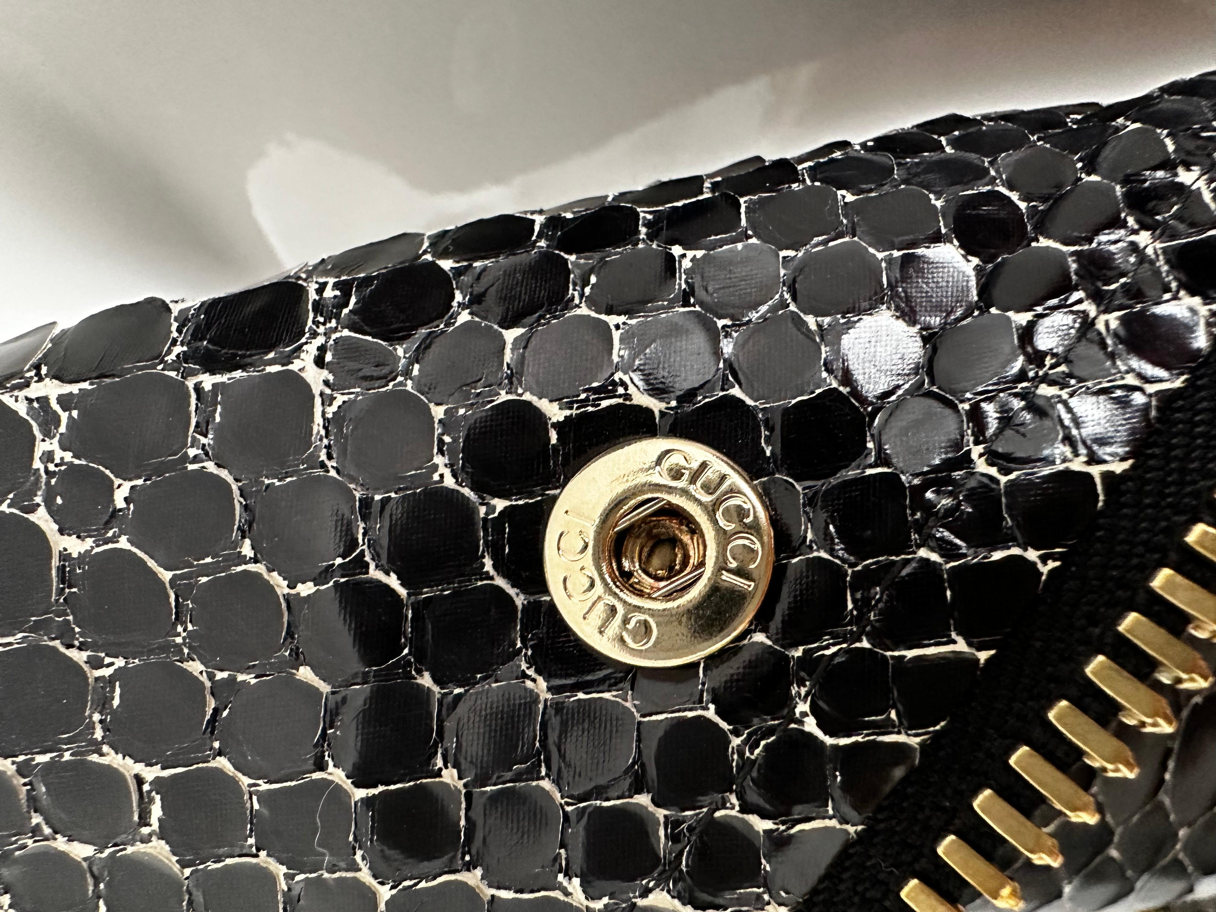 Schwarze Gucci-Lederjacke aus Schlangenhaut  im Angebot 5