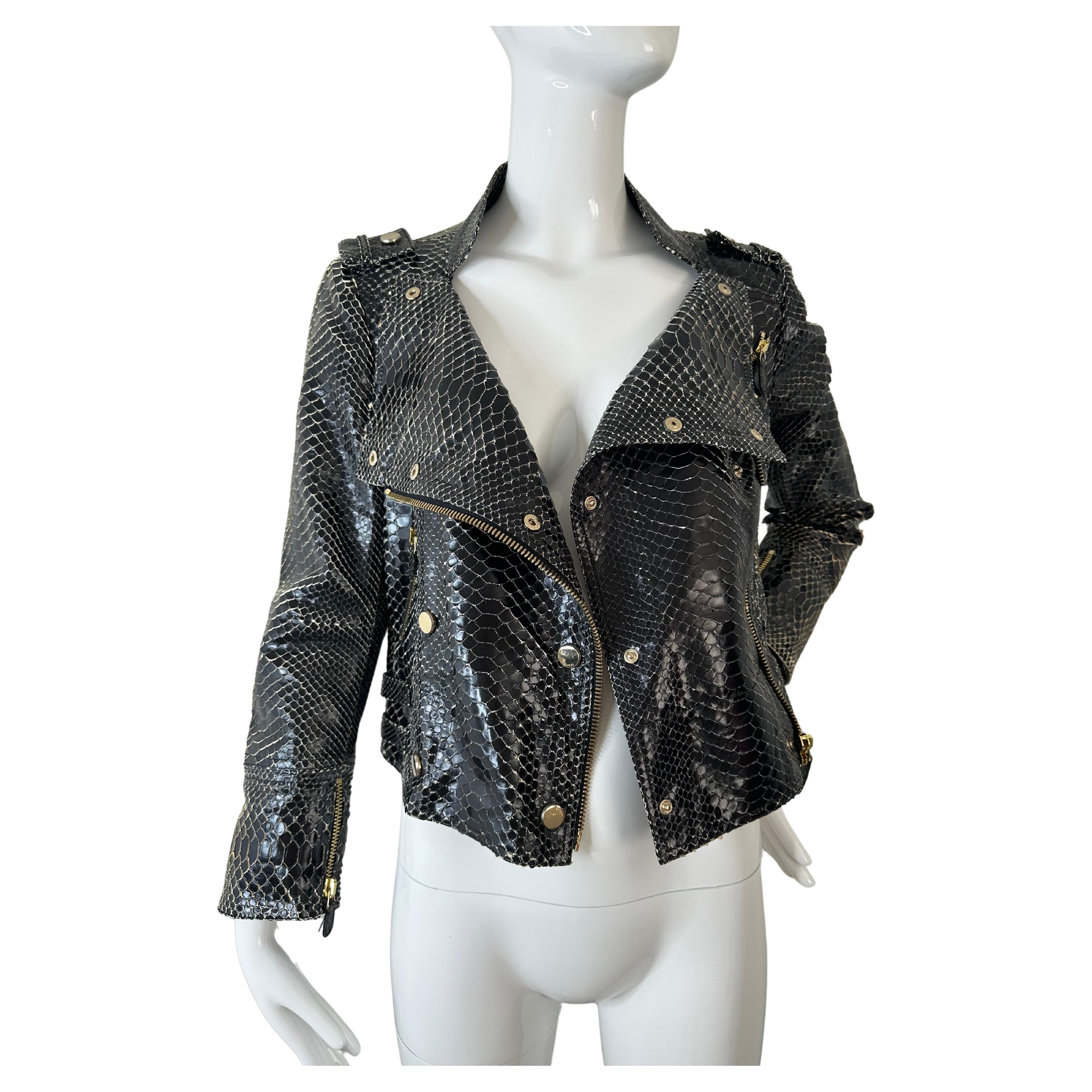 Gucci black snakeskin leather jacket  For Sale