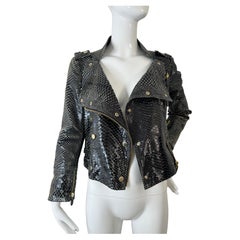 Used Gucci black snakeskin leather jacket 