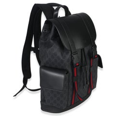 Gucci Black Soft GG Supreme Calfskin Web Double Buckle Backpack