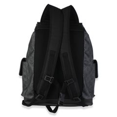 Gucci Black Soft GG Supreme Canvas Calfskin Web Double Buckle Backpack