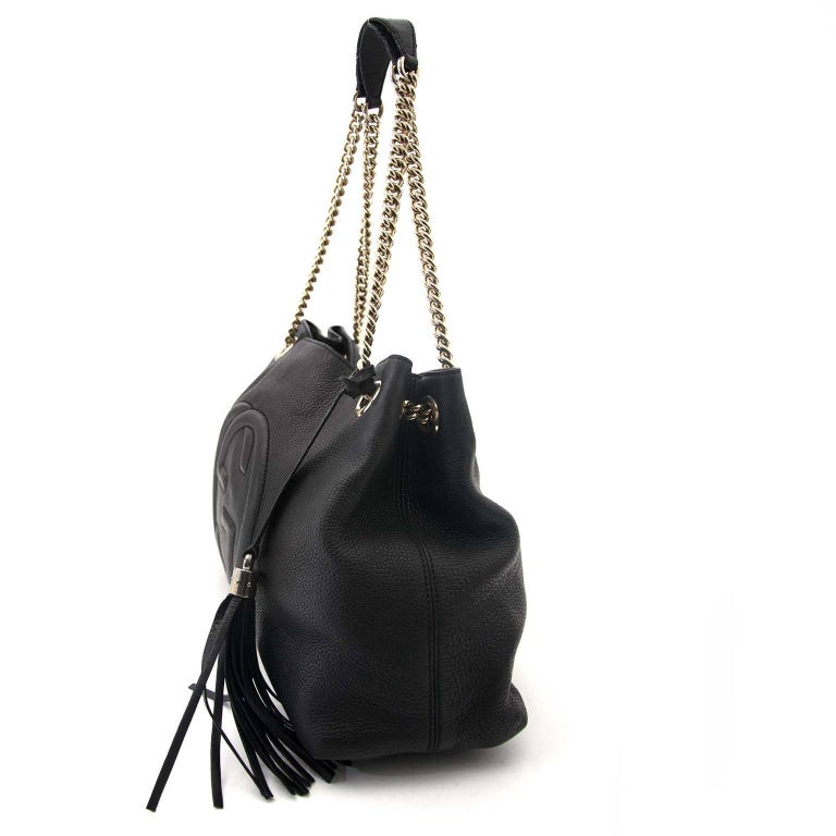 Gucci Black Soho Large Leather Double-Chain-Strap Shoulder Bag at 1stdibs