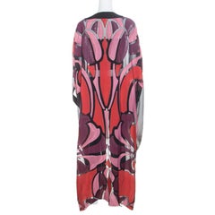 Gucci Black Stained Glass Metallic Jacquard Silk Chiffon Sheer Kaftan S