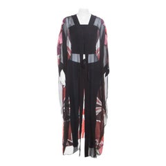 Gucci Black Stained Glass Metallic Jacquard Silk Chiffon Sheer Kaftan S